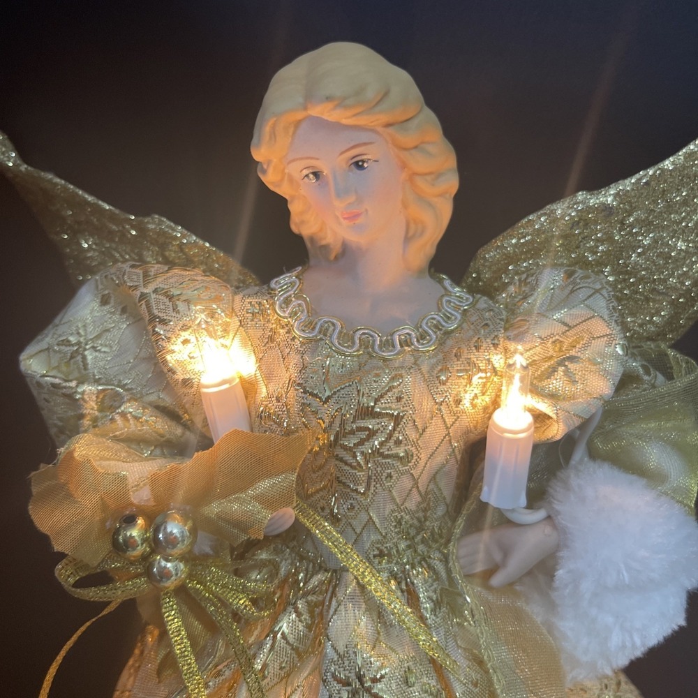 Kurt S Adler 12" 10 Light Treetop or Tablepiece‎ Gold Angel Christmas in box